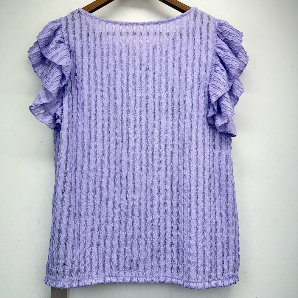 Emery Rose size Large Women’s Lilac Purple Short Ruffle Cap Sleeve Top NWT - Picture 7 of 7